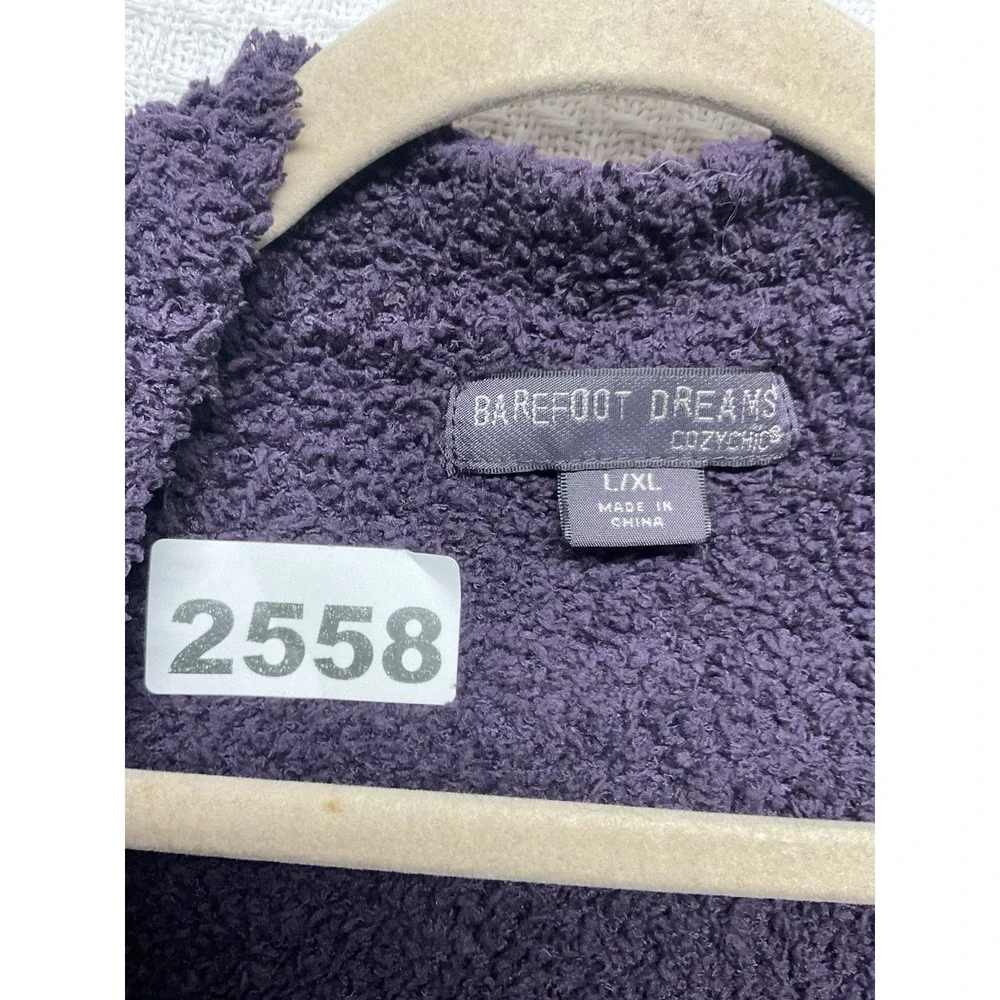 Barefoot Dreams Cardigan Womens L/XL Purple Cozychic Lite  Open Fuzzy Soft